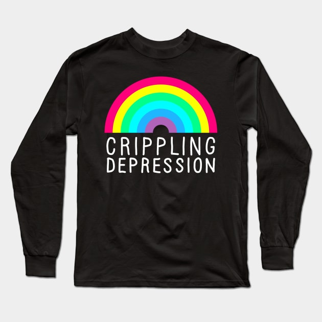 Crippling Depression Rainbow White Long Sleeve T-Shirt by GAz